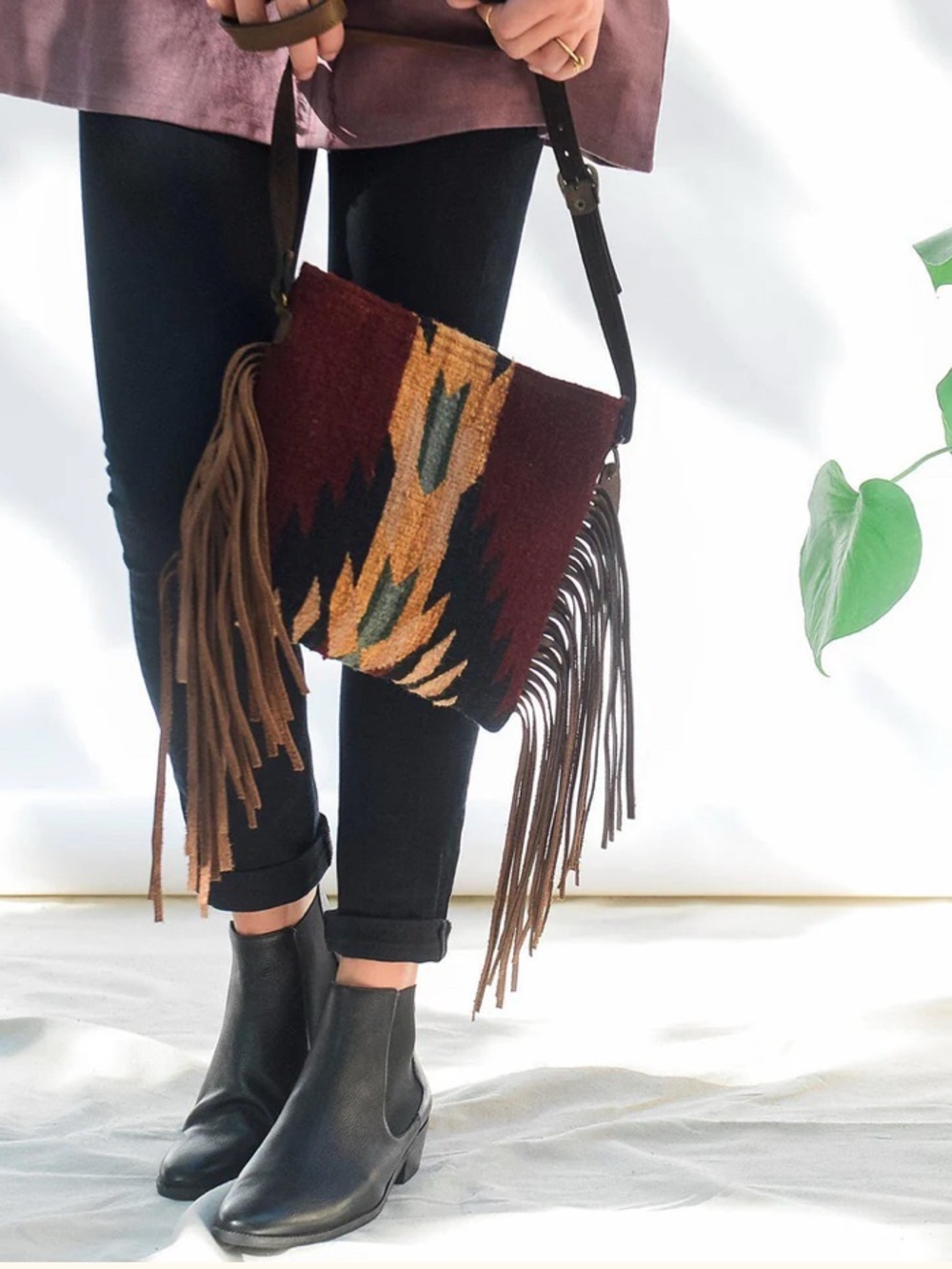 MZ Made Fringe - Wool Brisas Pattern Handwoven Crossbody Bag